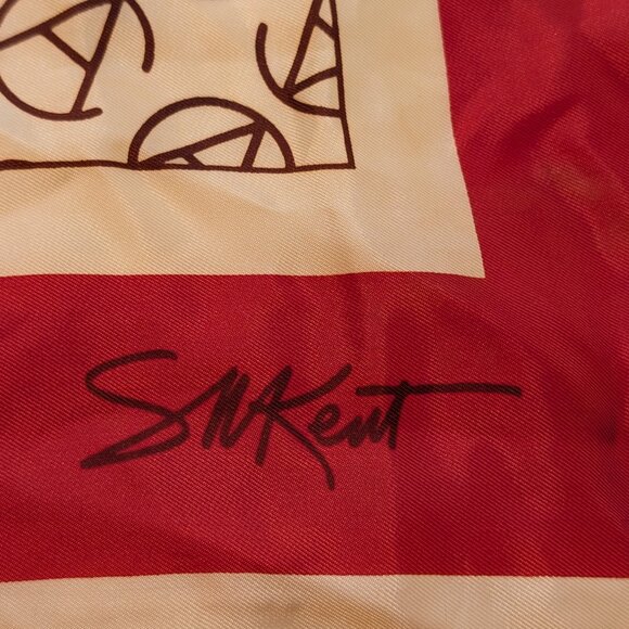 VINTAGE 1960s S M Kent Avon President's Club scarf EUC cream brown orange - Picture 4 of 7